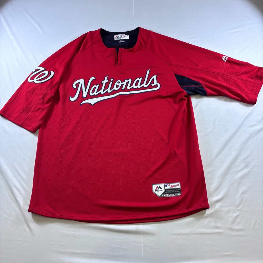 Majestic Washington Nationals MLB Batting Practice Jersey Red Navy XL CoolBase